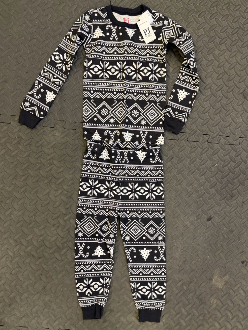 The Children's Place Black & White Holiday Sweater Pajama Set